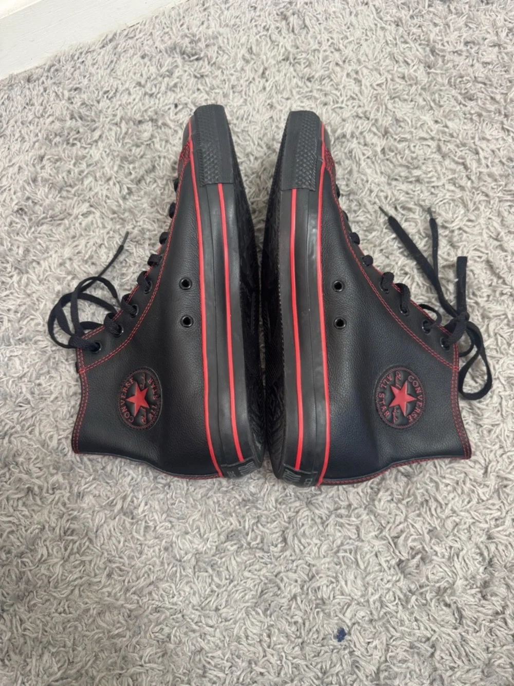 Converse Black High-Top Sneakers with Red Accents - Picture 7 of 11
